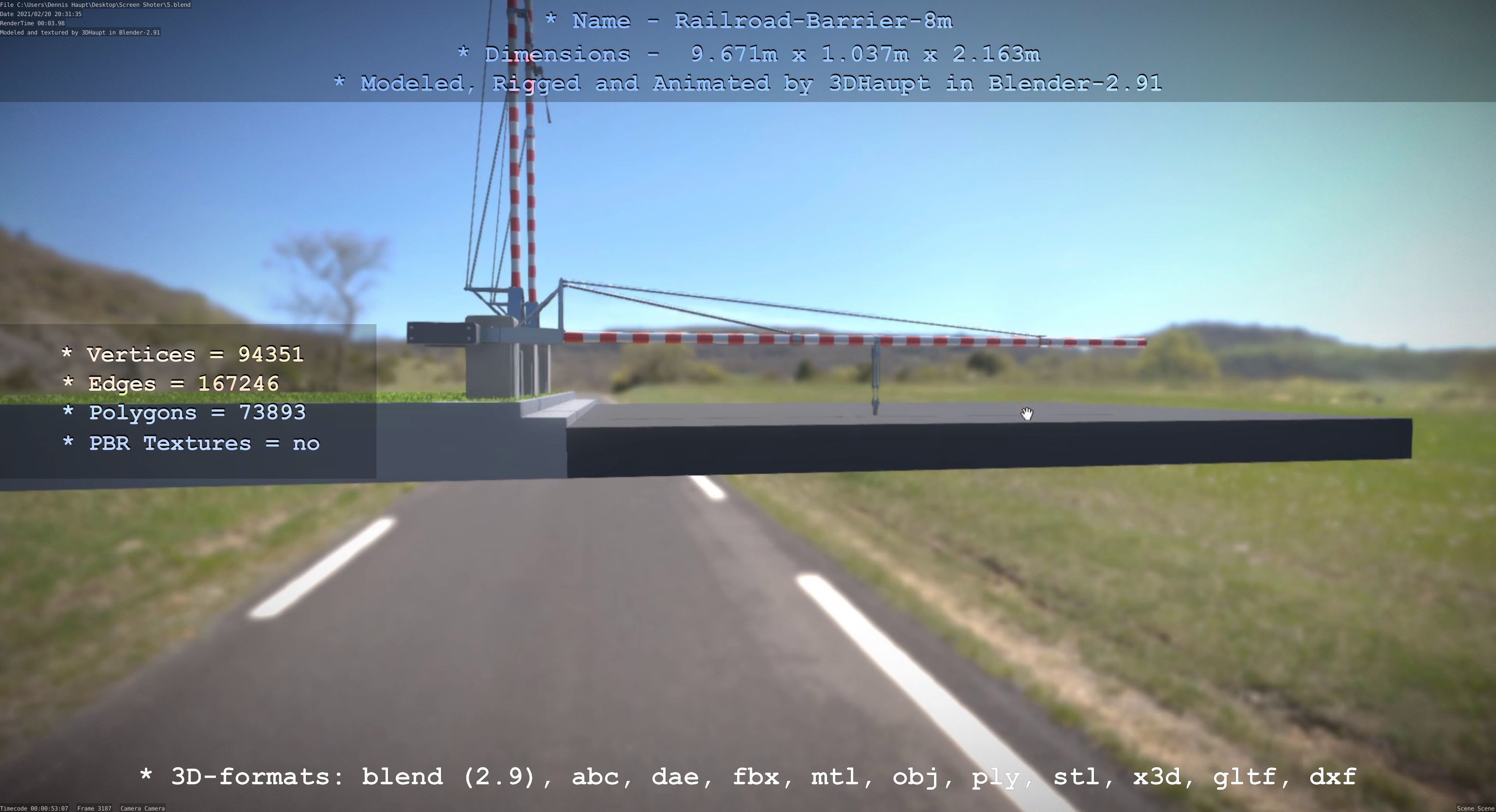 Railroad Barrier 8m High and Low-Poly 3D Model Collection_7