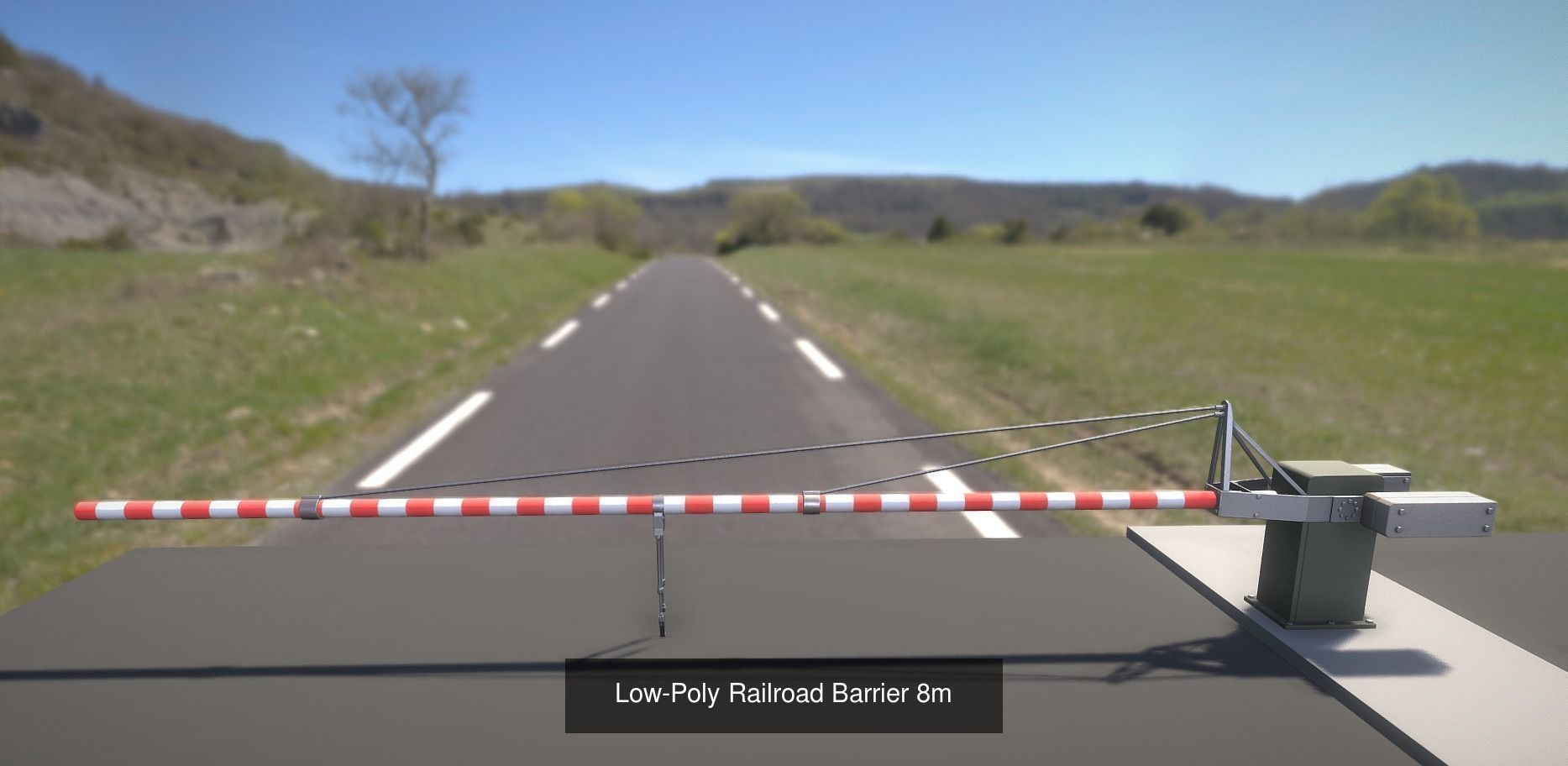 Railroad Barrier 8m High and Low-Poly 3D Model Collection_4