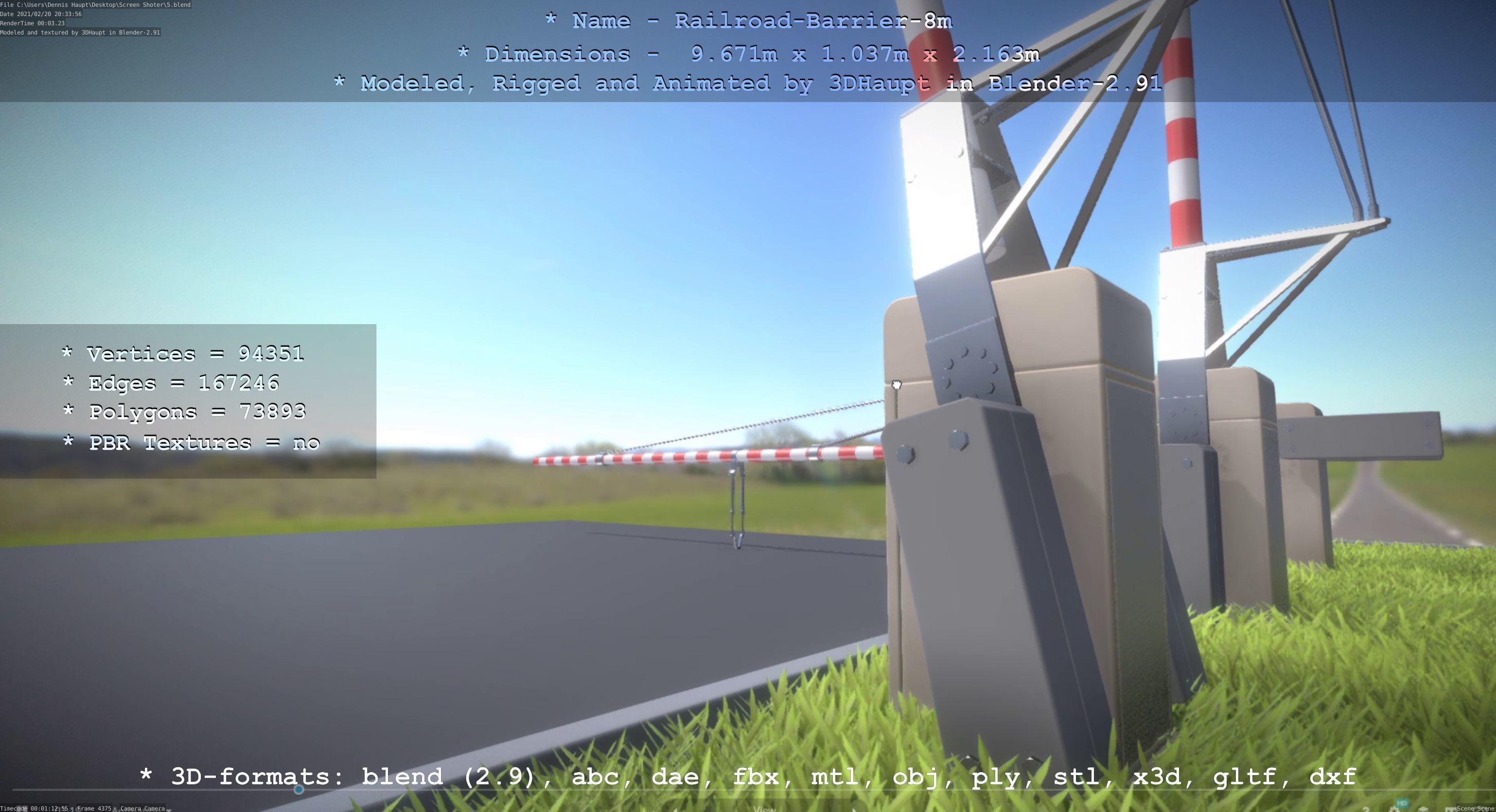 Railroad Barrier 8m High and Low-Poly 3D Model Collection_32