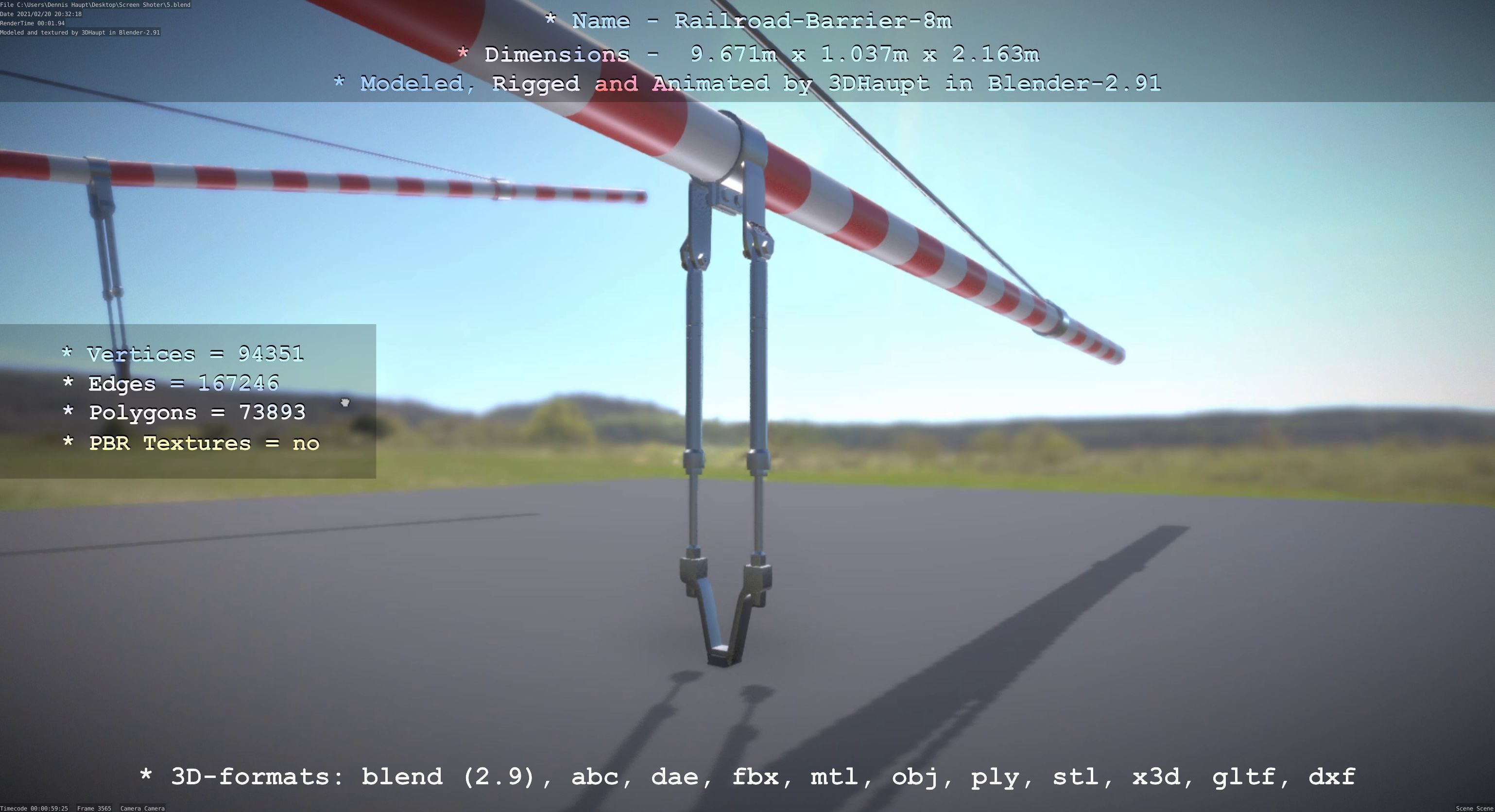 Railroad Barrier 8m High and Low-Poly 3D Model Collection_19