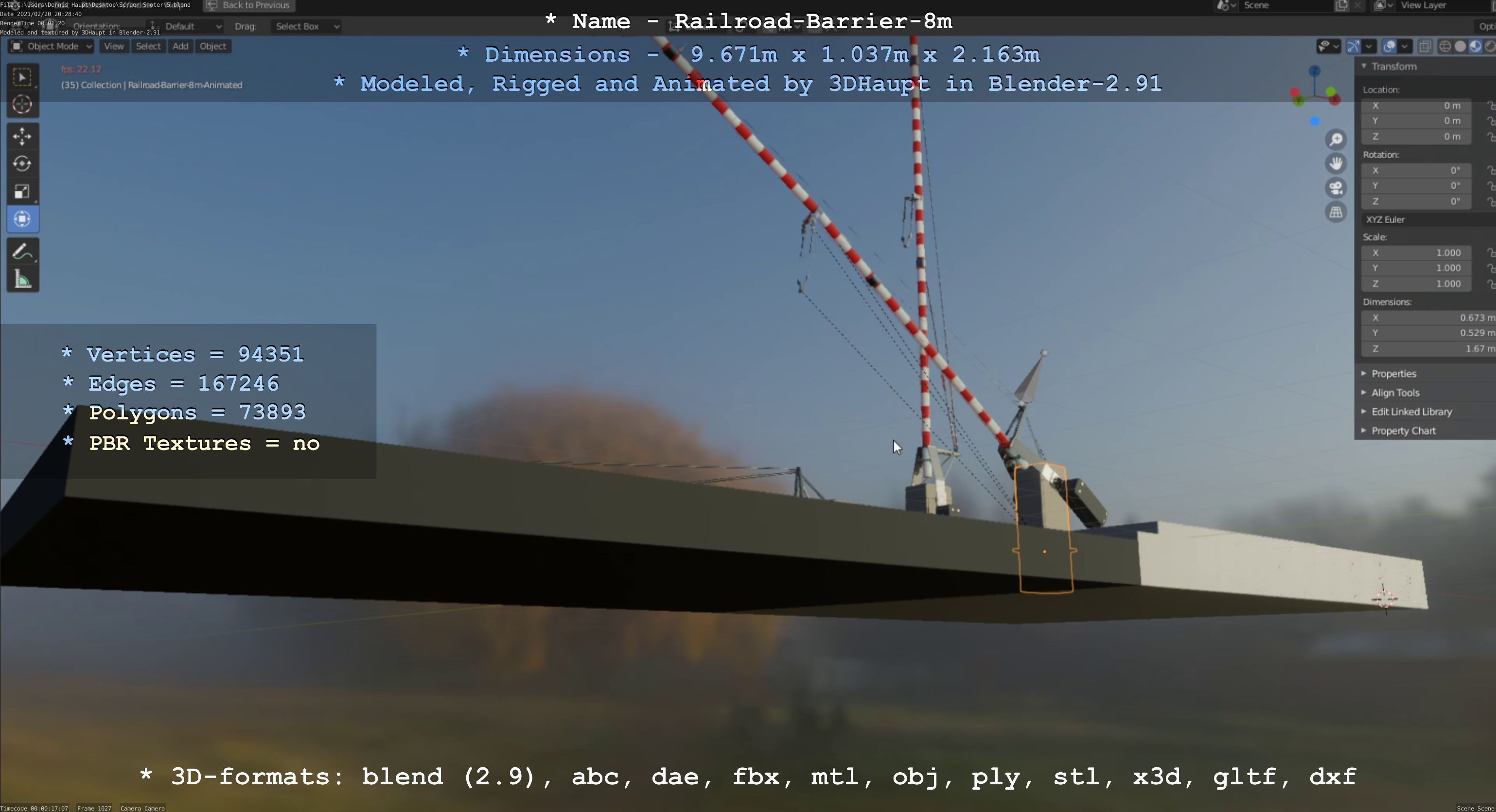 Railroad Barrier 8m High and Low-Poly 3D Model Collection_33
