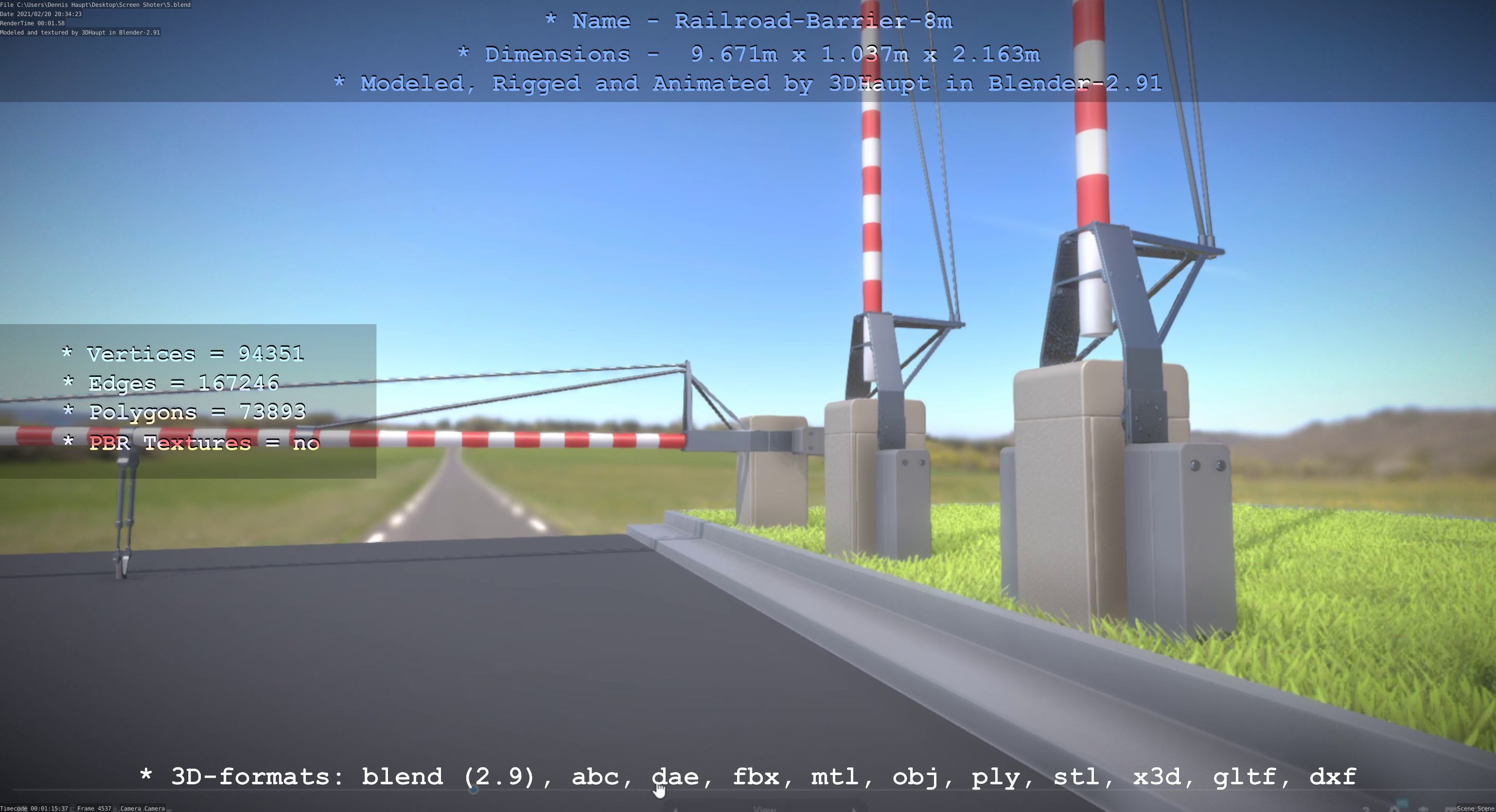 Railroad Barrier 8m High and Low-Poly 3D Model Collection_22