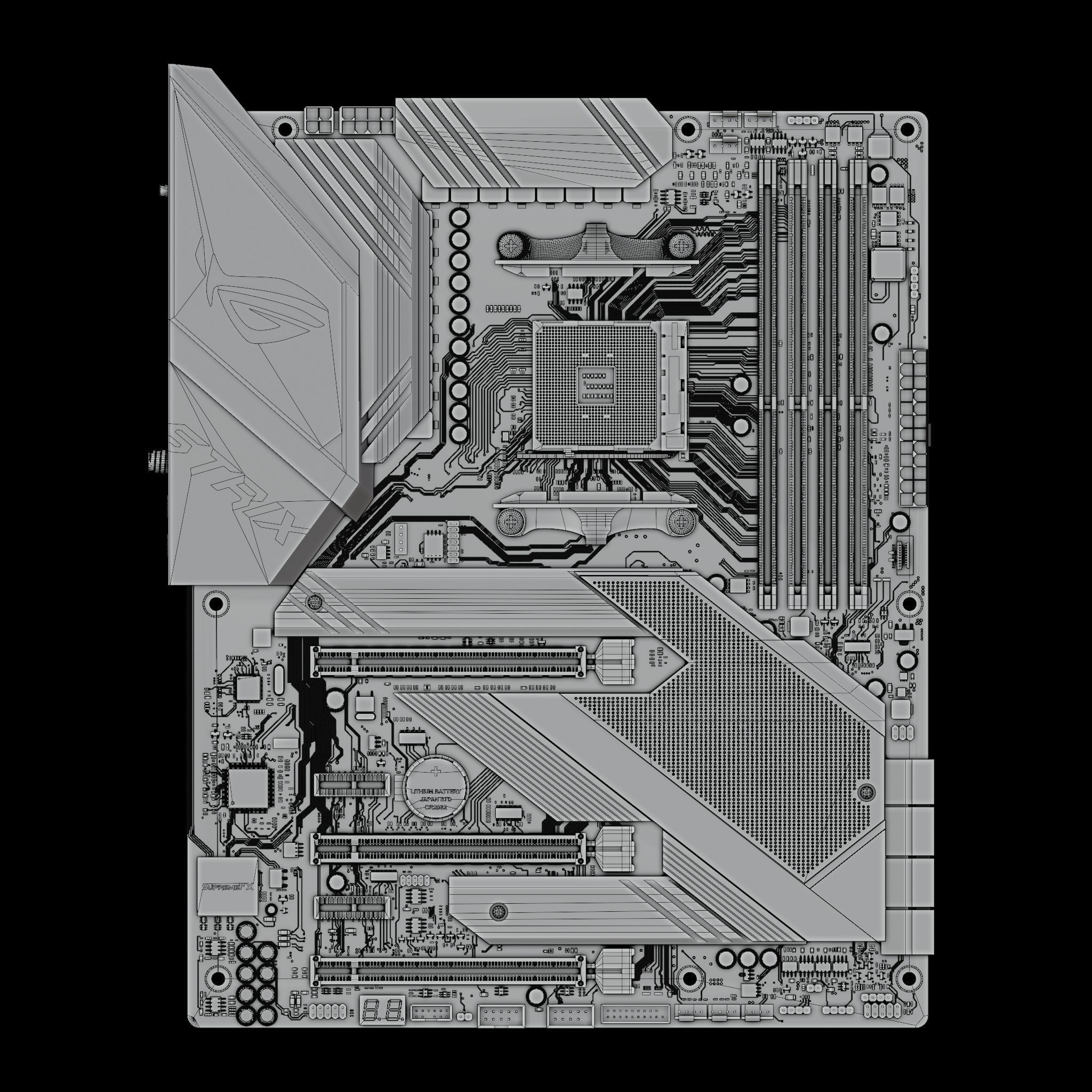ASUS ROG STRIX X570E-GAMING Motherboard PCB 3D model_1