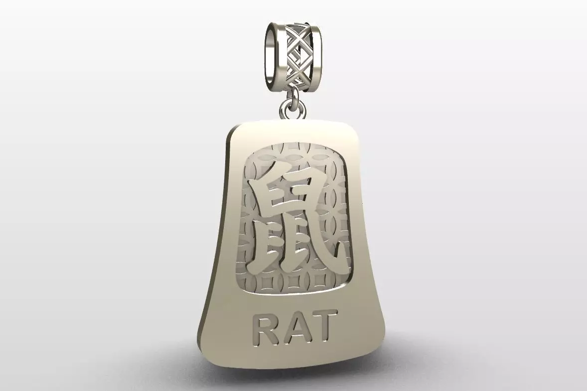 Chinese zodiac - 12 animals - pendant with bail - Rat 3D print model