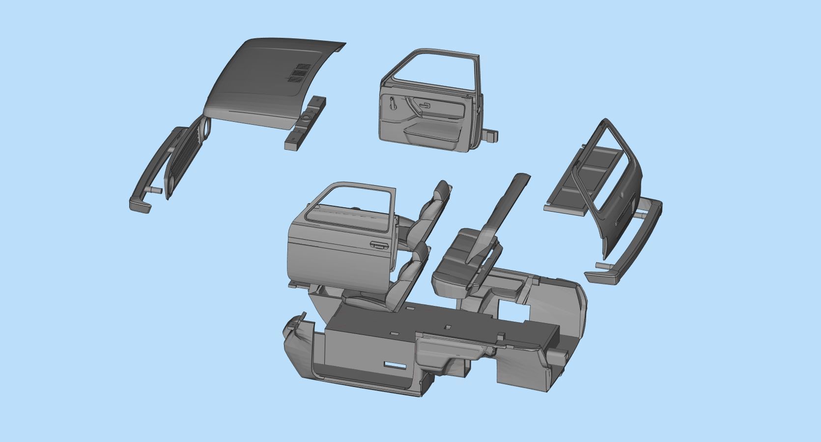 RC car Lada Niva with interior chassis WPL C24 stl file 3D print model_15