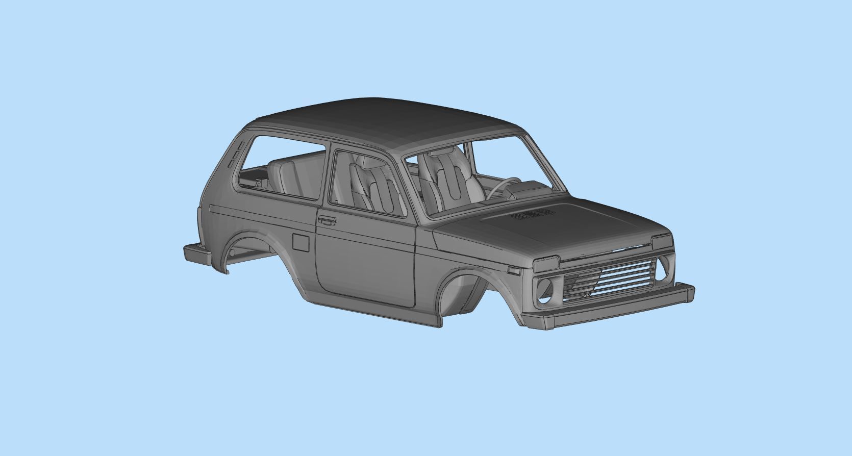 RC car Lada Niva with interior chassis WPL C24 stl file 3D print model_5