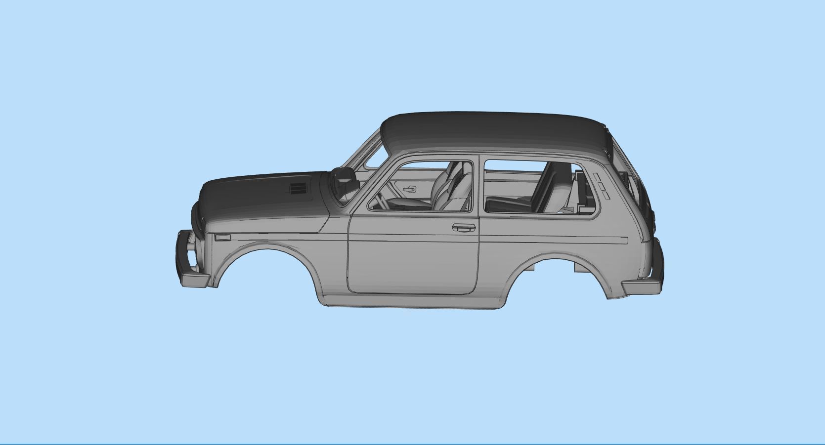 RC car Lada Niva with interior chassis WPL C24 stl file 3D print model_17