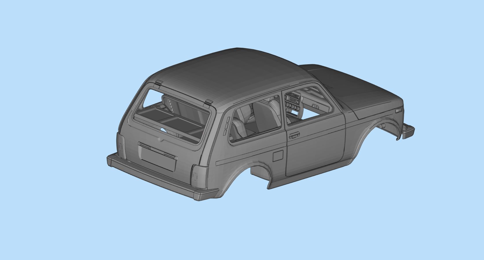 RC car Lada Niva with interior chassis WPL C24 stl file 3D print model_19