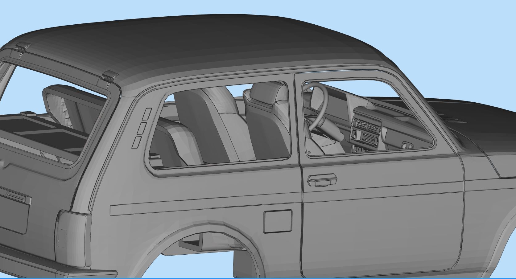RC car Lada Niva with interior chassis WPL C24 stl file 3D print model_9
