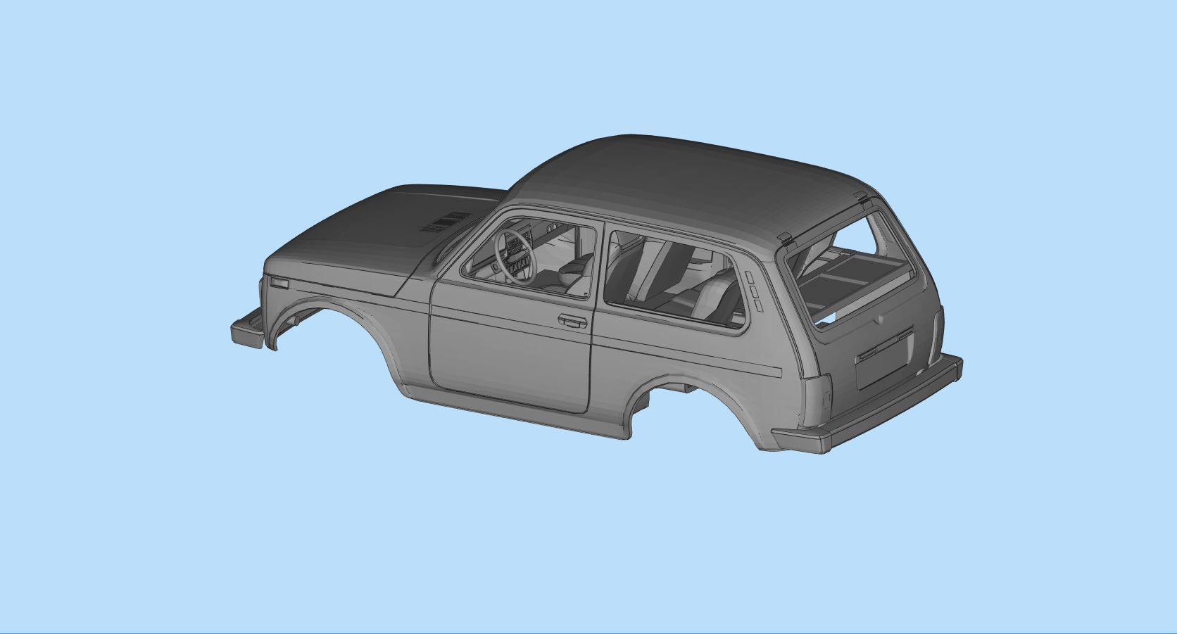RC car Lada Niva with interior chassis WPL C24 stl file 3D print model_18
