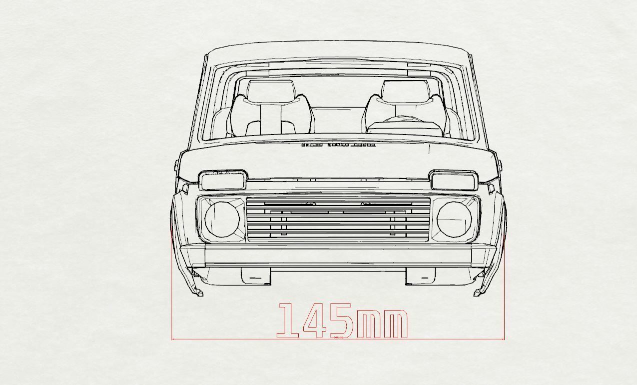 RC car Lada Niva with interior chassis WPL C24 stl file 3D print model_11