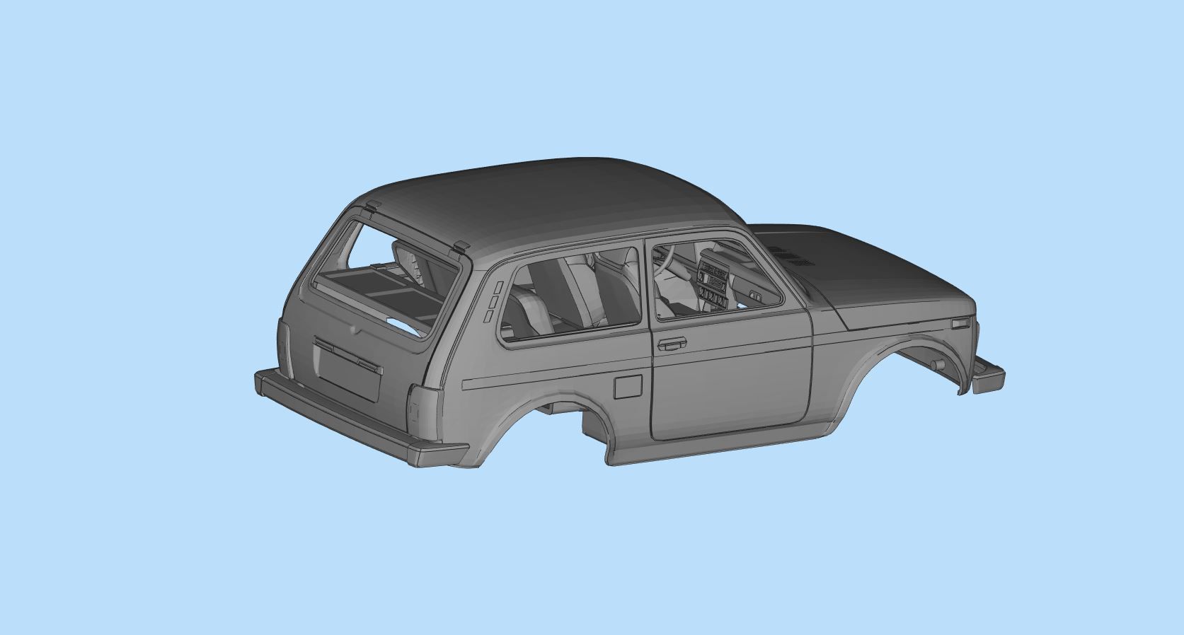 RC car Lada Niva with interior chassis WPL C24 stl file 3D print model_4