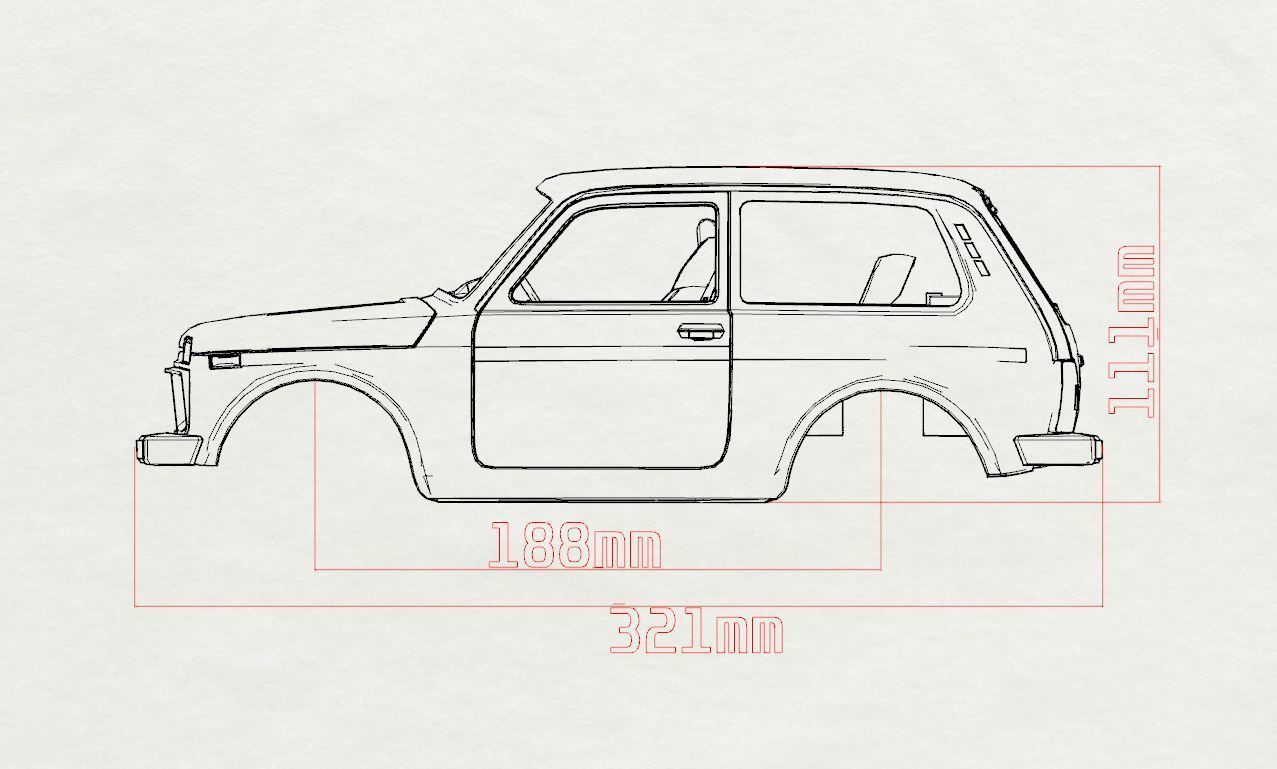 RC car Lada Niva with interior chassis WPL C24 stl file 3D print model_6