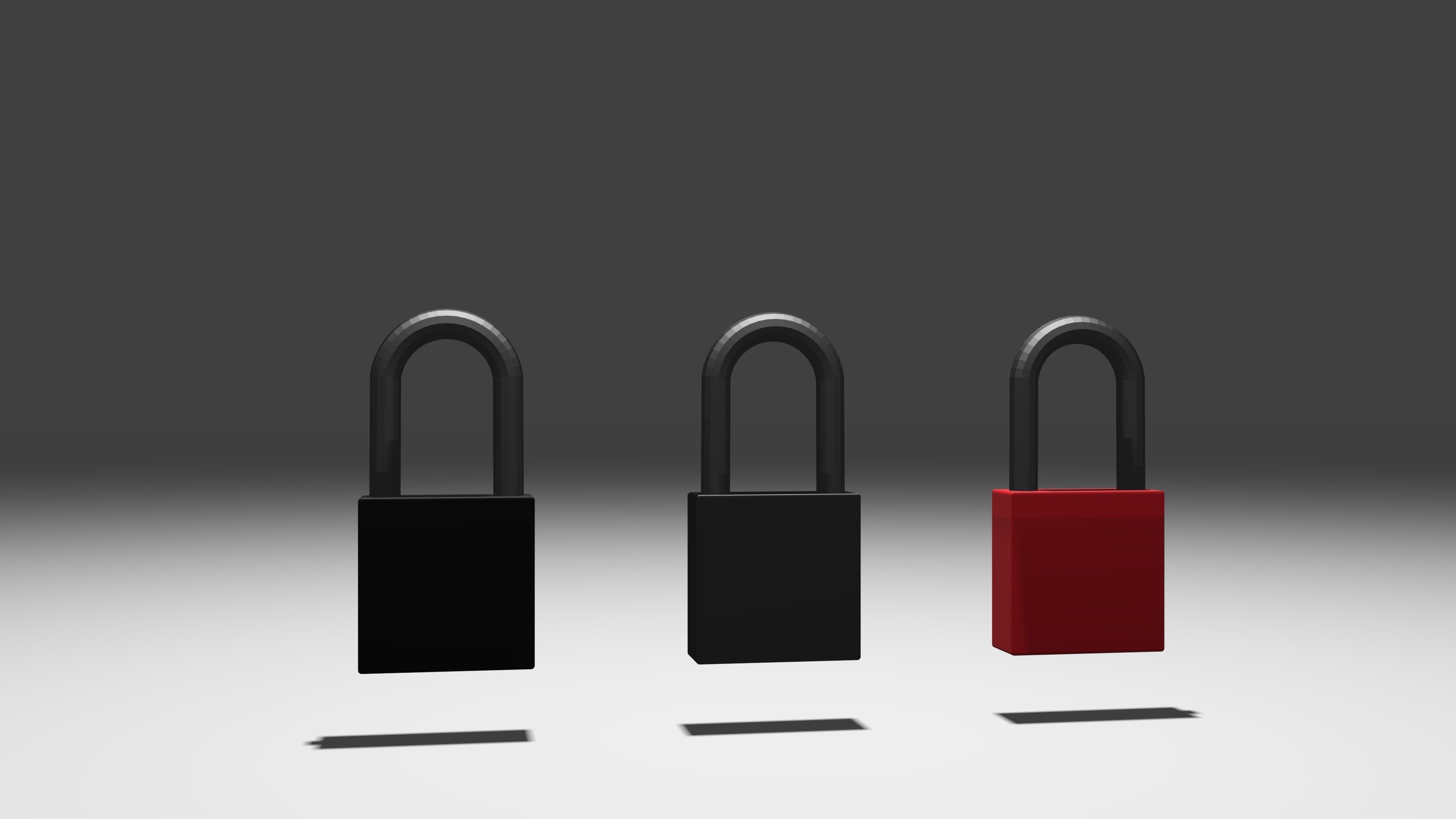 padlock lowpoly Game-ready three padlocks Low-poly 3D model_5