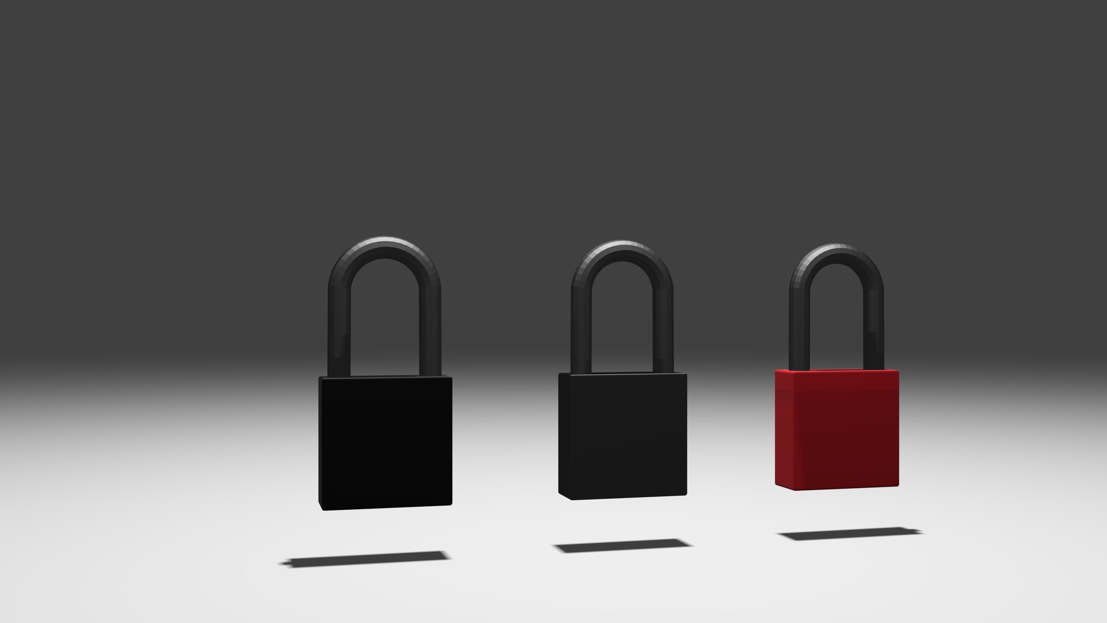 padlock lowpoly Game-ready three padlocks Low-poly 3D model_11