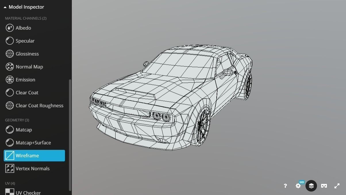 Dodge Challenger Low-poly 3D model_1
