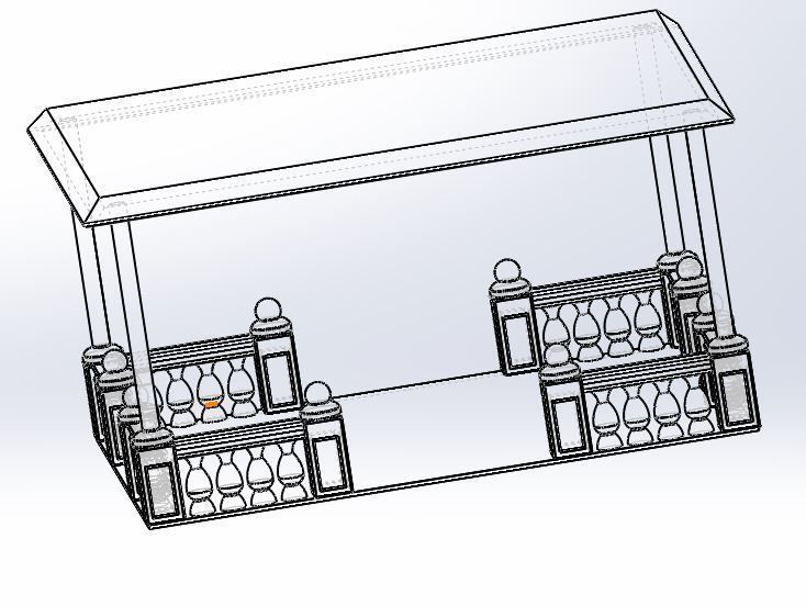 Alcove wooden gazebo 3D print model_4