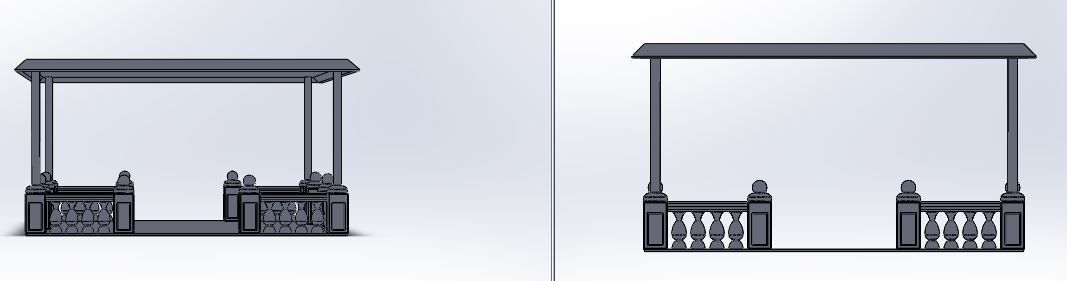 Alcove wooden gazebo 3D print model_3