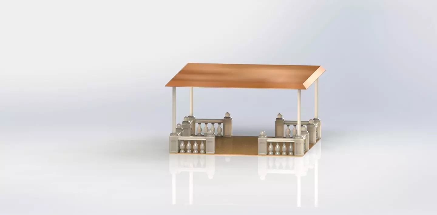 Alcove wooden gazebo 3D print model_0