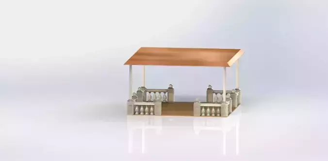 Alcove wooden gazebo 3D print model