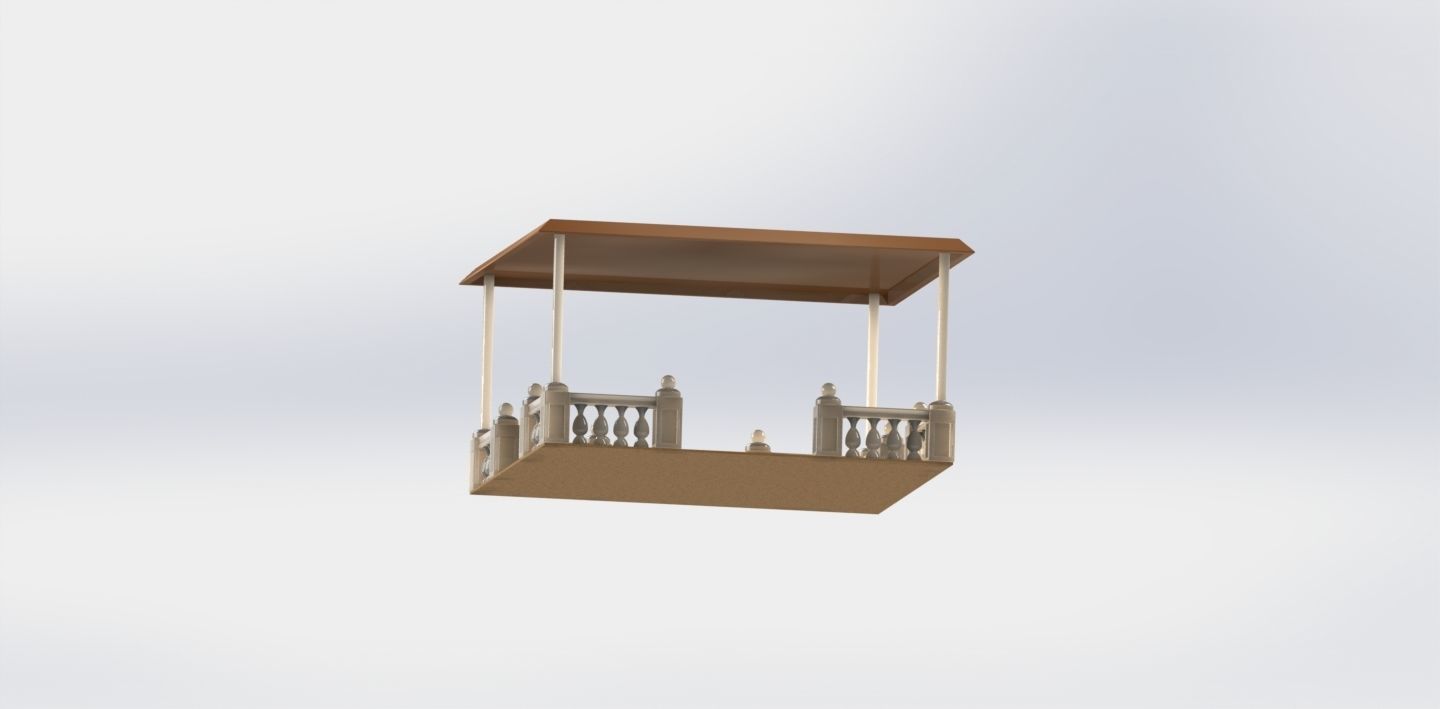 Alcove wooden gazebo 3D print model_1