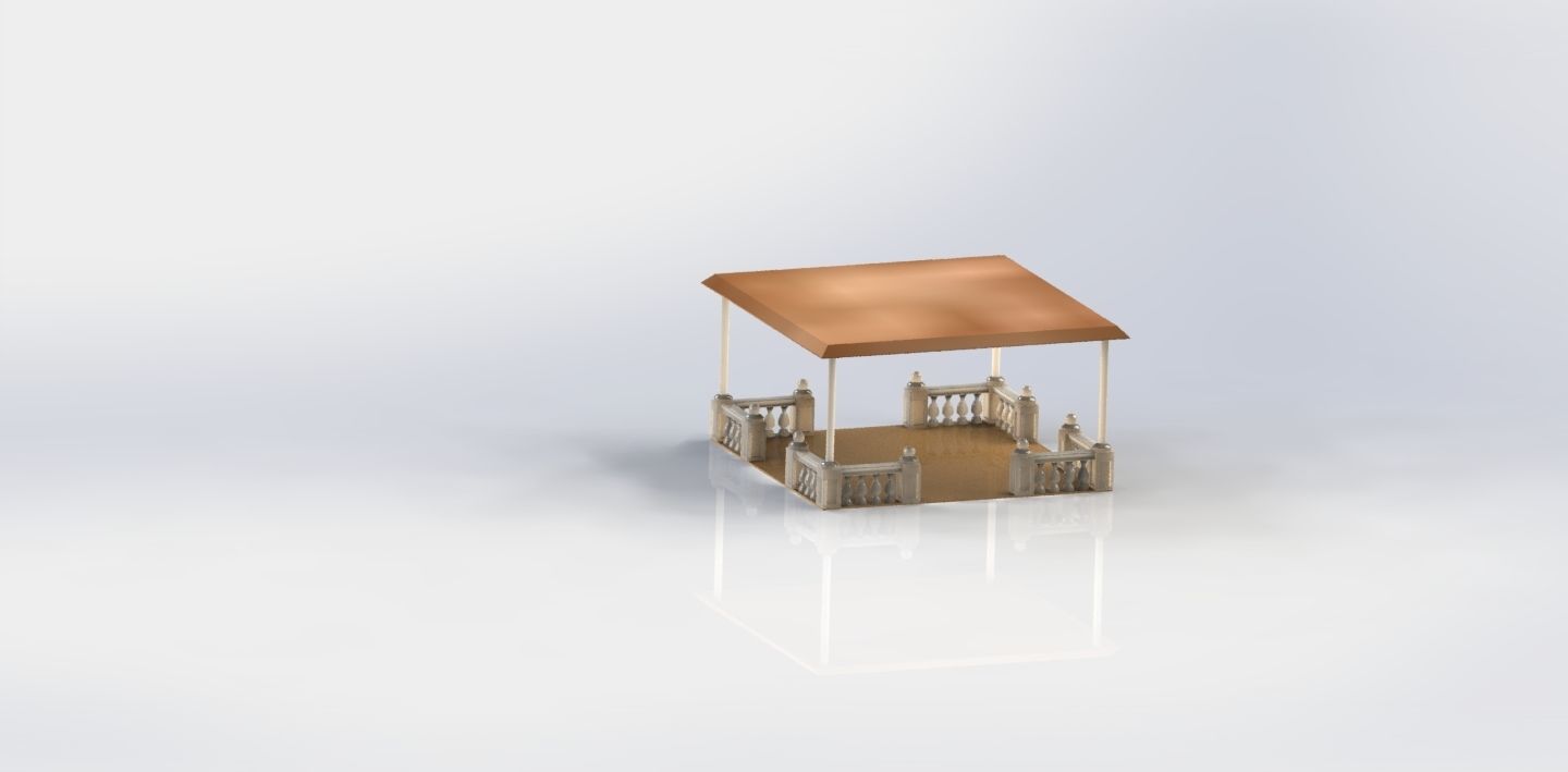 Alcove wooden gazebo 3D print model_2