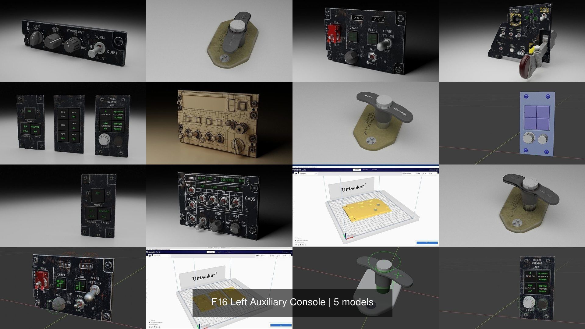 F16 Left Auxiliary Console 3D Model Collection_9