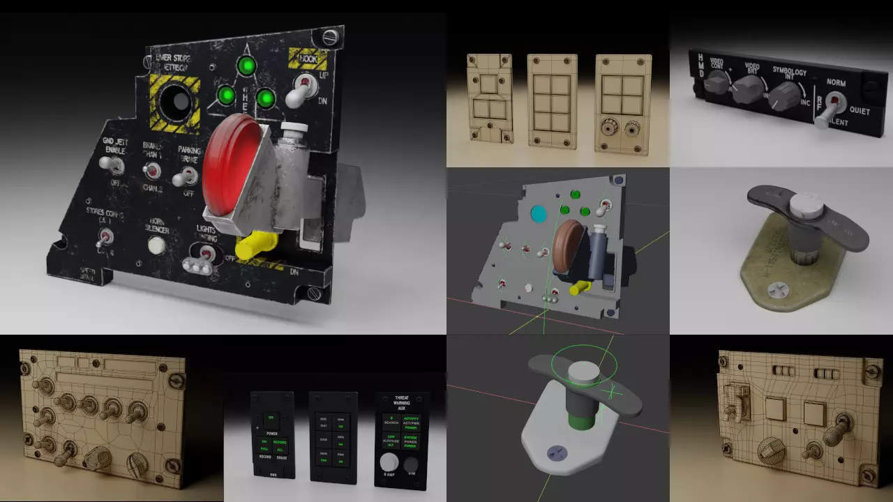 F16 Left Auxiliary Console 3D Model Collection_0
