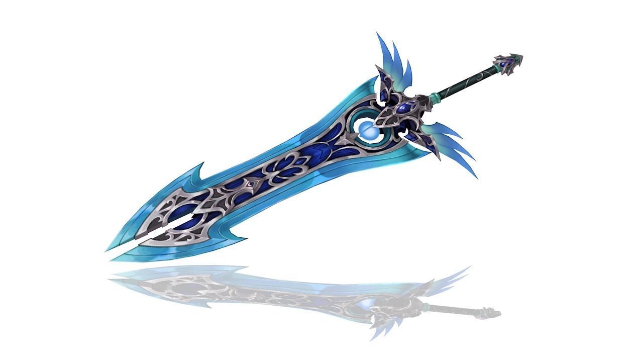 Elven Big Sword Low-poly 3D model_1