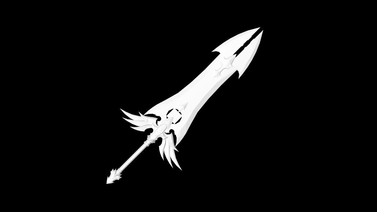 Elven Big Sword Low-poly 3D model_3