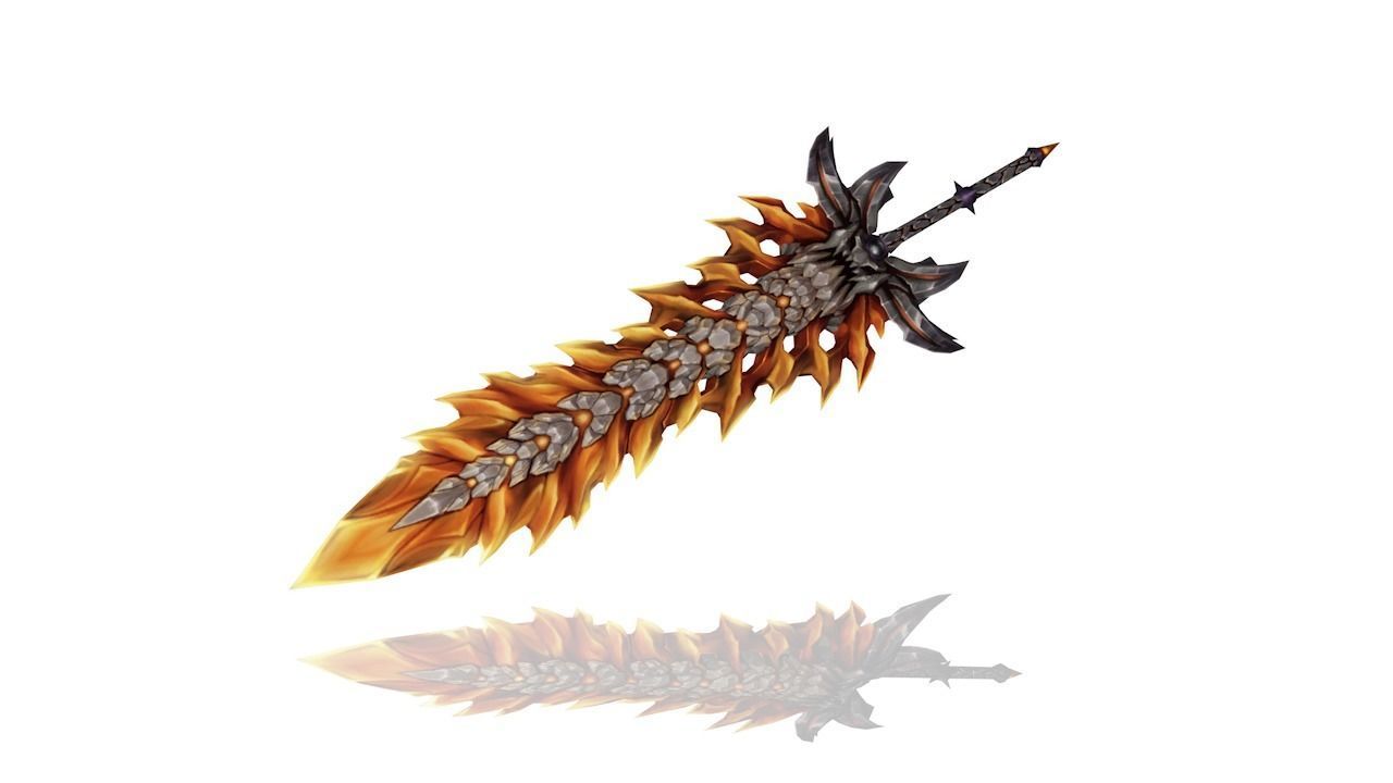Crystal Flame Big Sword Low-poly 3D model_1