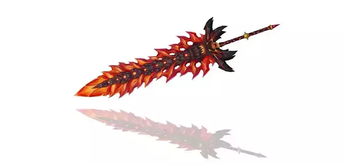Crystal Flame Big Sword Low-poly 3D model
