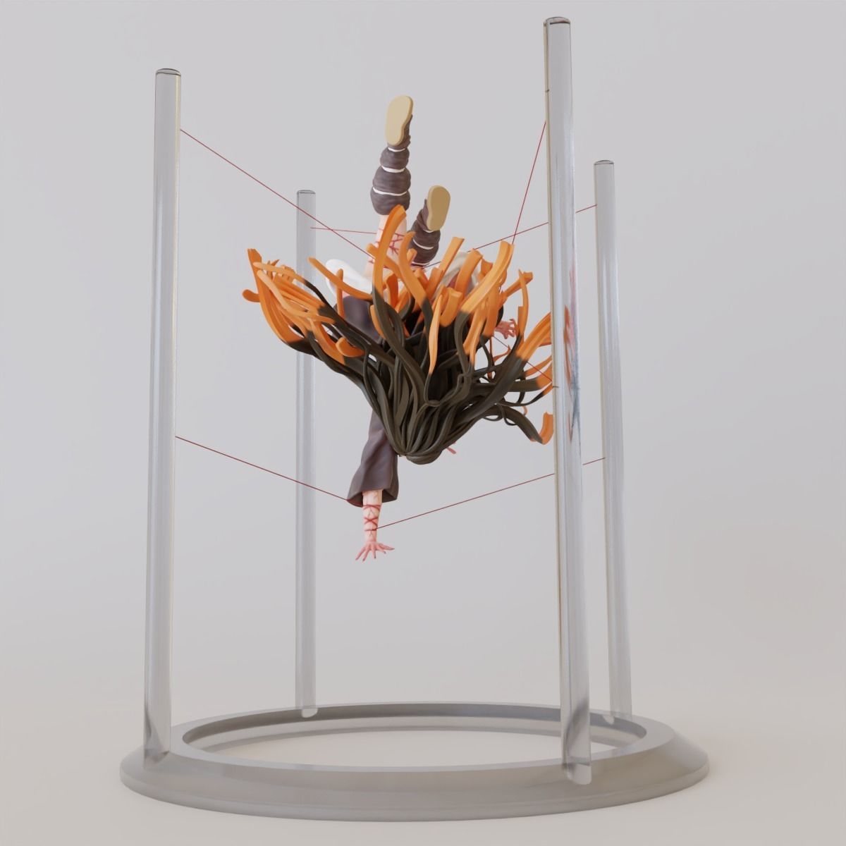 Nezuko person hanging from metal frame 3D print model_7