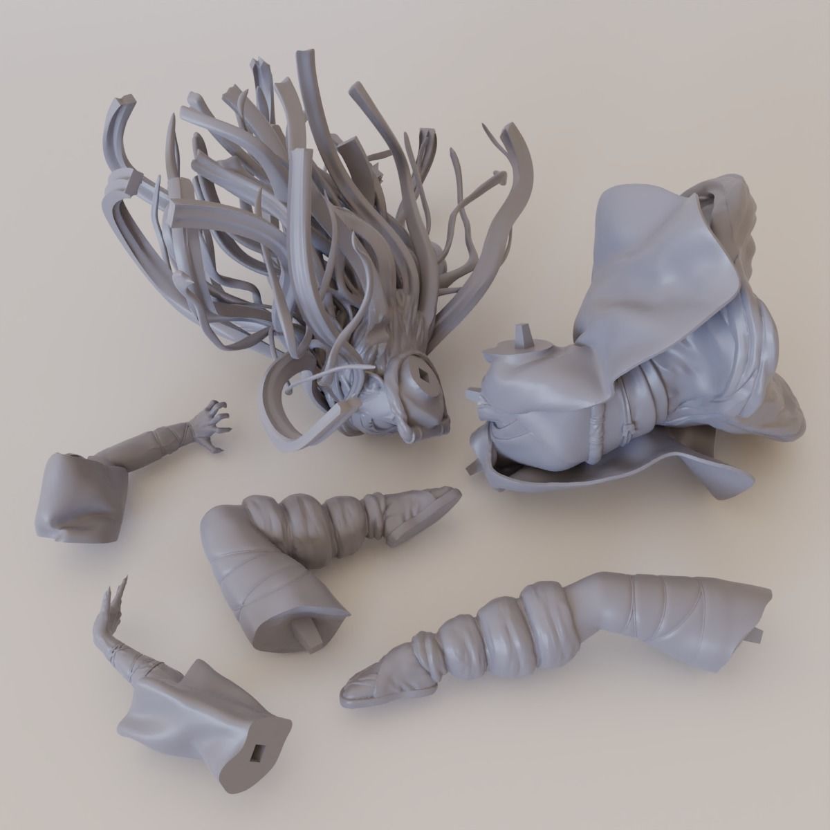 Nezuko person hanging from metal frame 3D print model_12