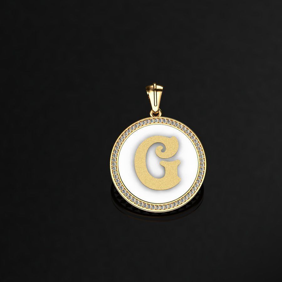 Pendant with letter f 3D print model_7