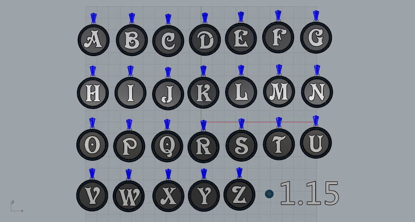 Pendant with letter f 3D print model_8