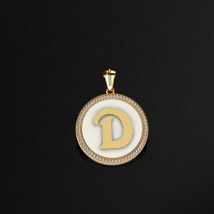 Pendant with letter f 3D print model_4