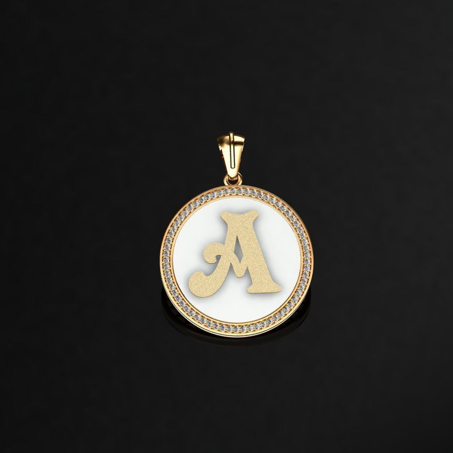 Pendant with letter f 3D print model_1
