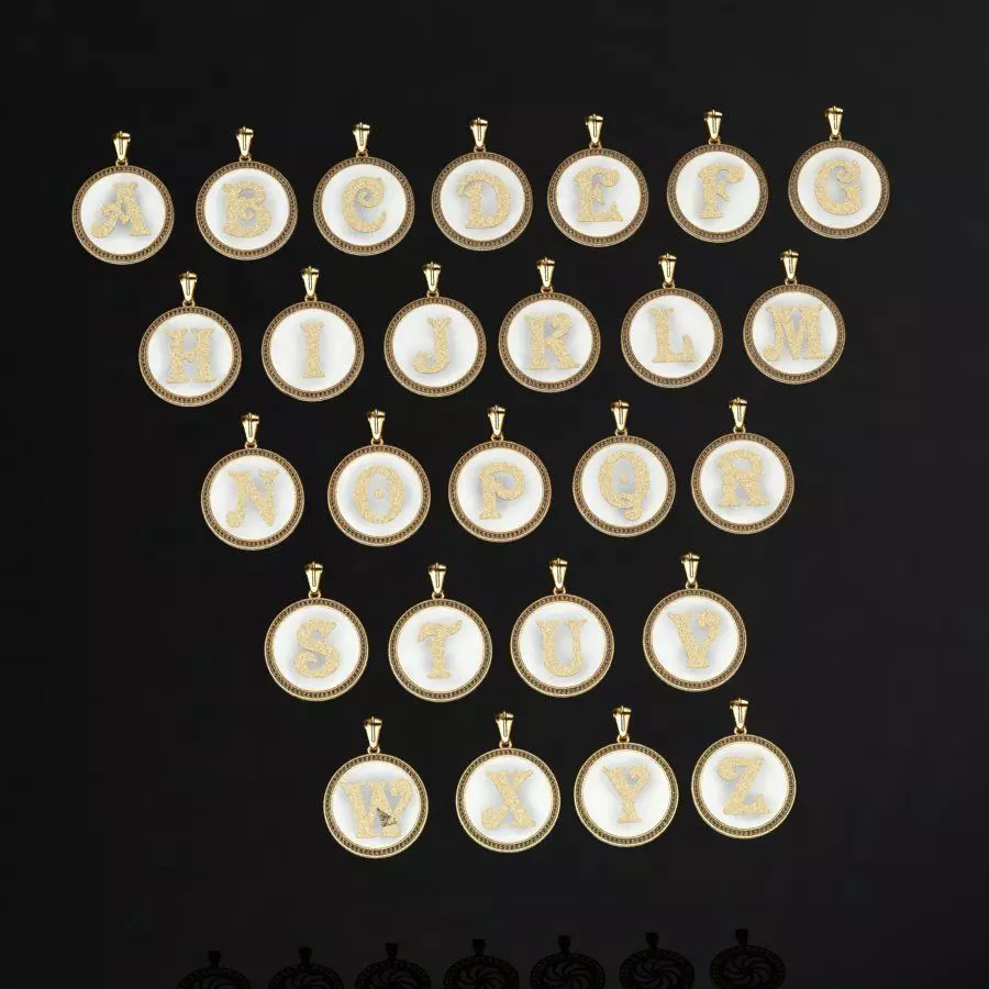 Pendant with letter f 3D print model_0