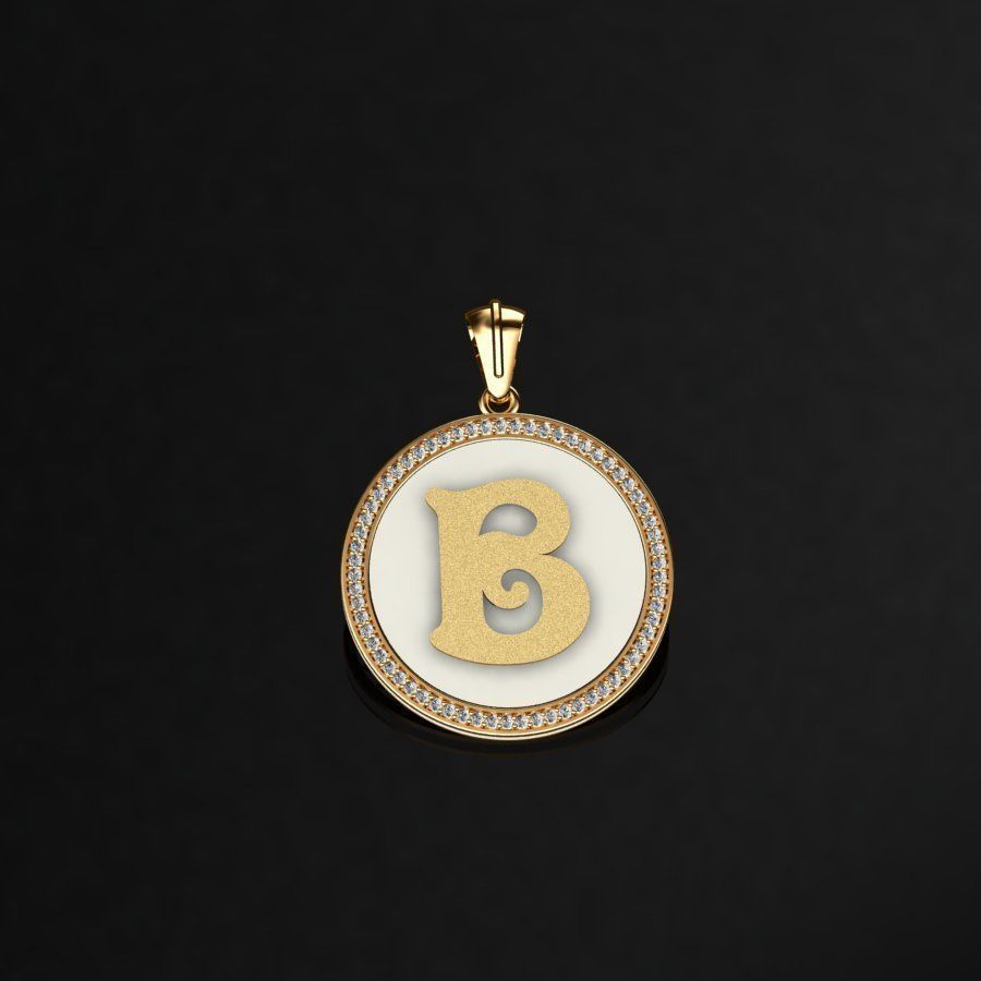 Pendant with letter f 3D print model_2