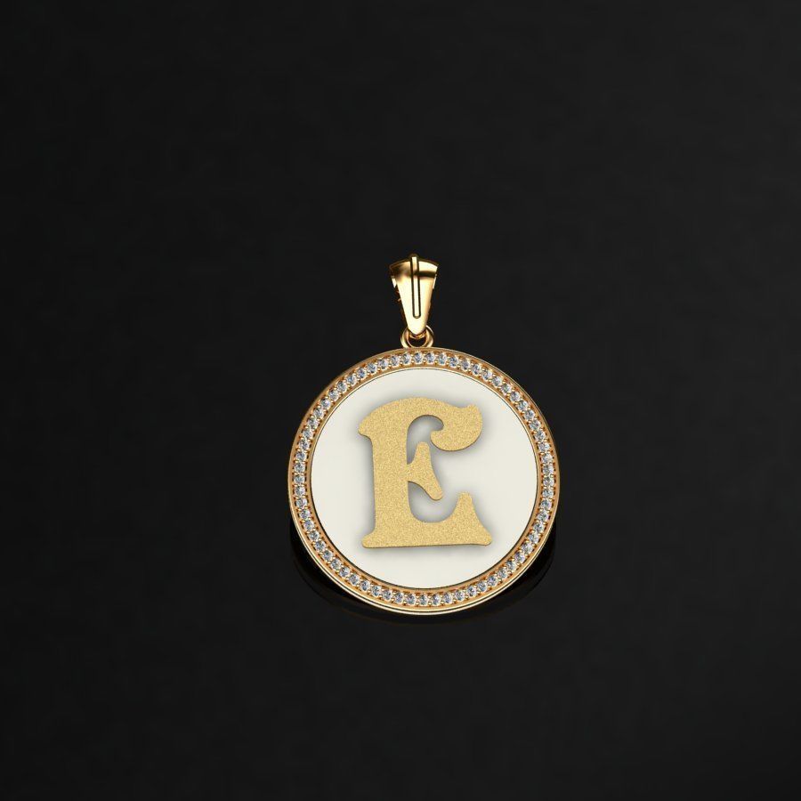 Pendant with letter f 3D print model_5