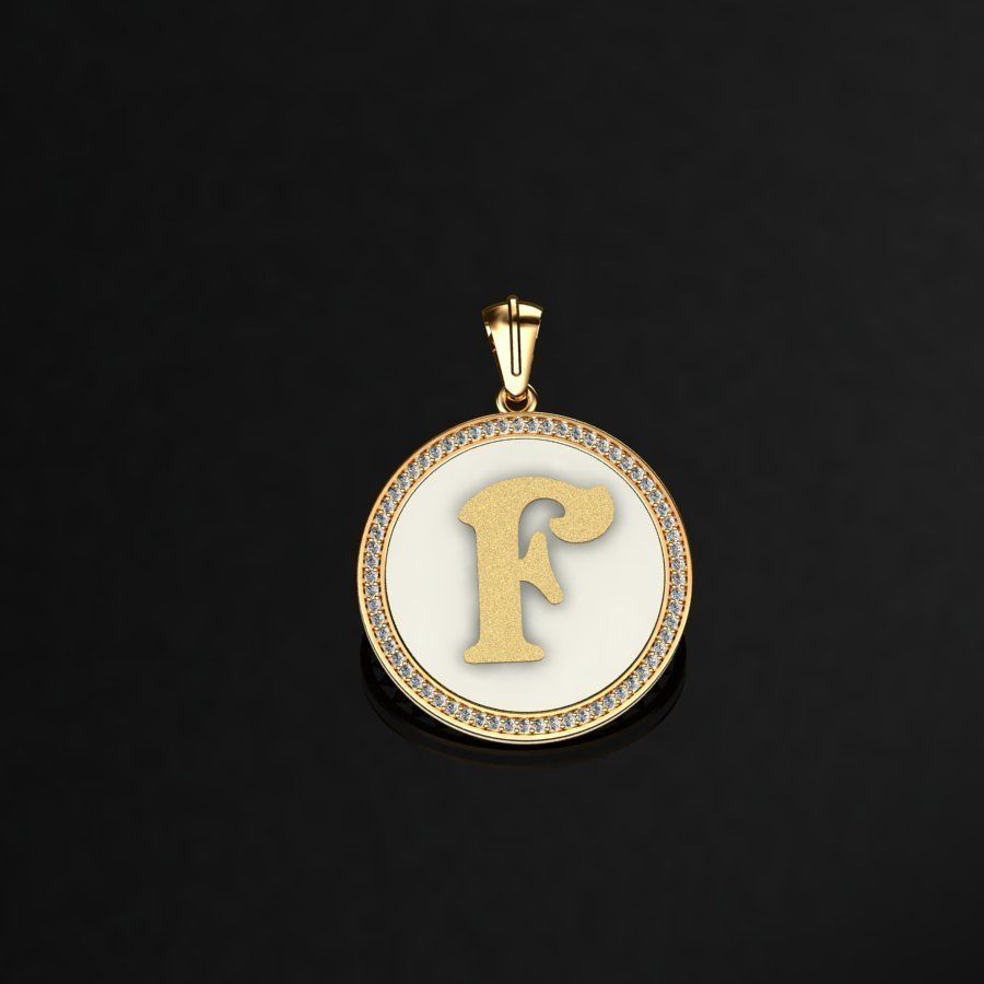 Pendant with letter f 3D print model_6