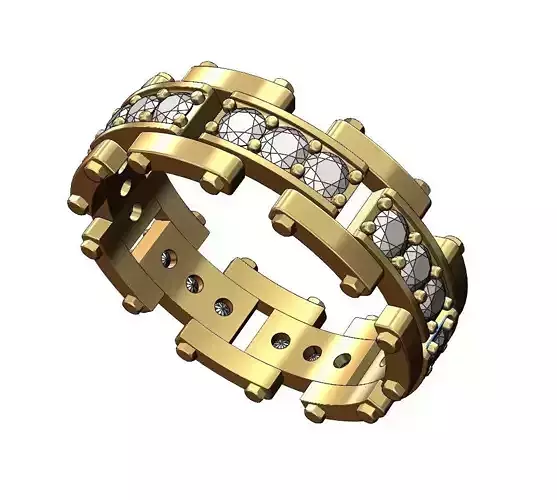 Diamond links band with bolt motifs US size 9