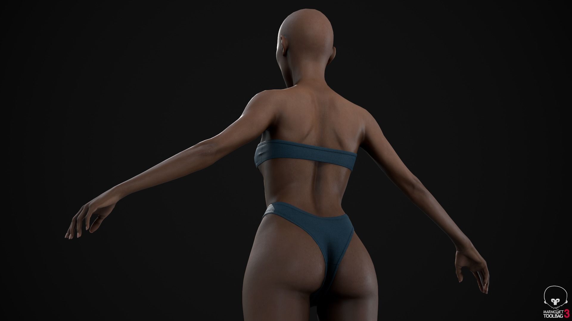 Black woman body Low-poly 3D model_21