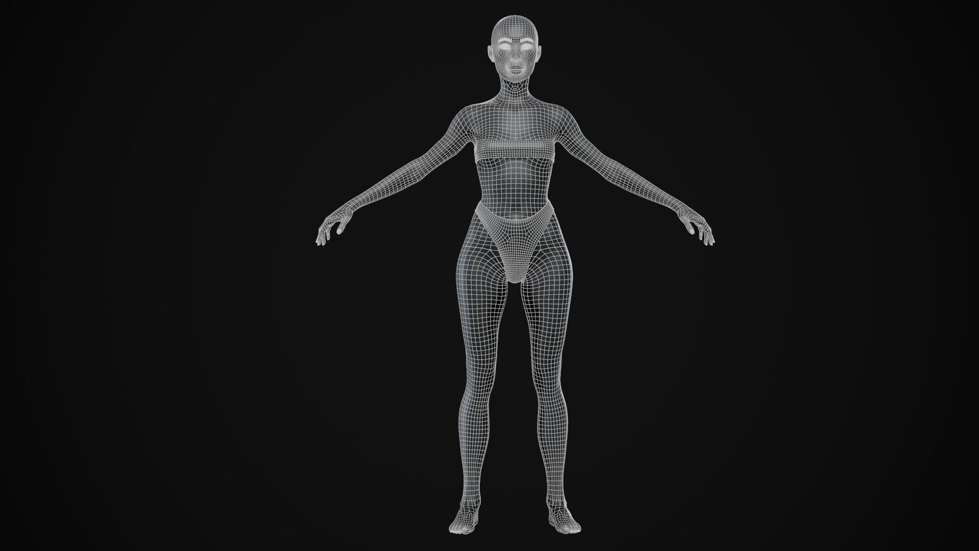 Black woman body Low-poly 3D model_30