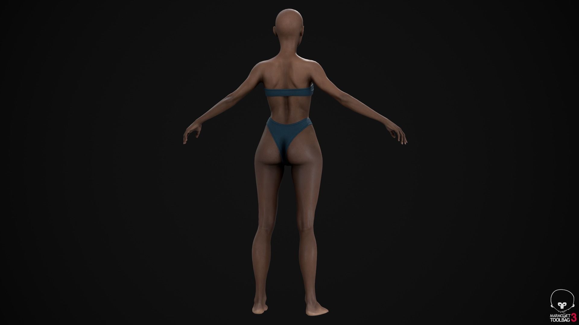 Black woman body Low-poly 3D model_14