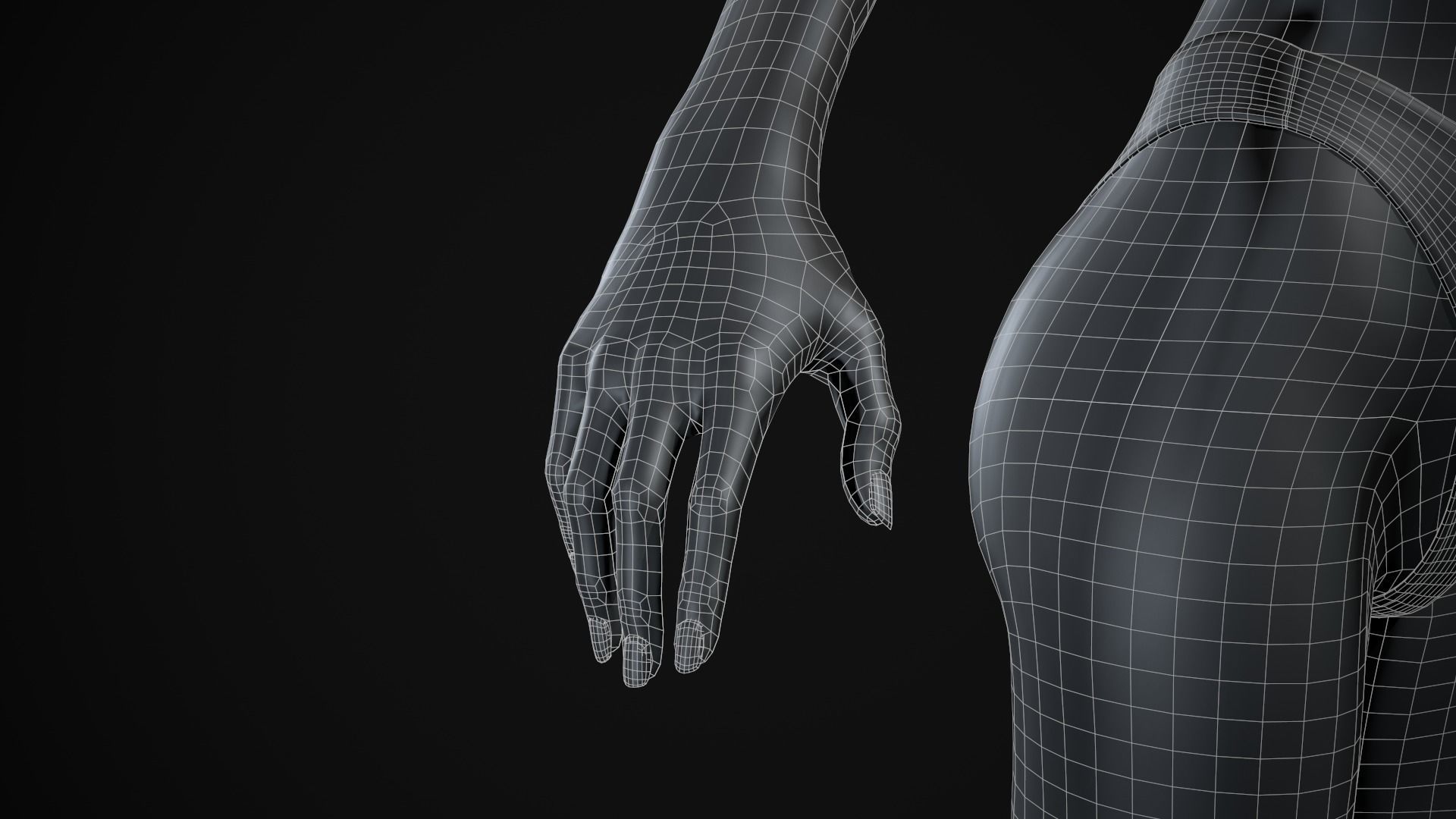 Black woman body Low-poly 3D model_34