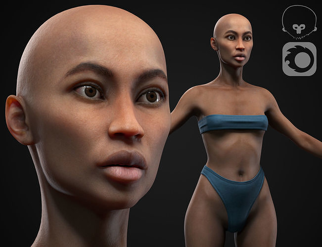 Black woman body Low-poly 3D model