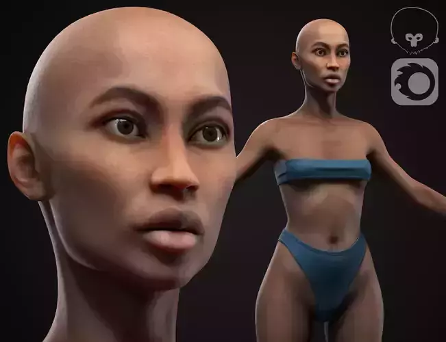 Black woman body Low-poly 3D model