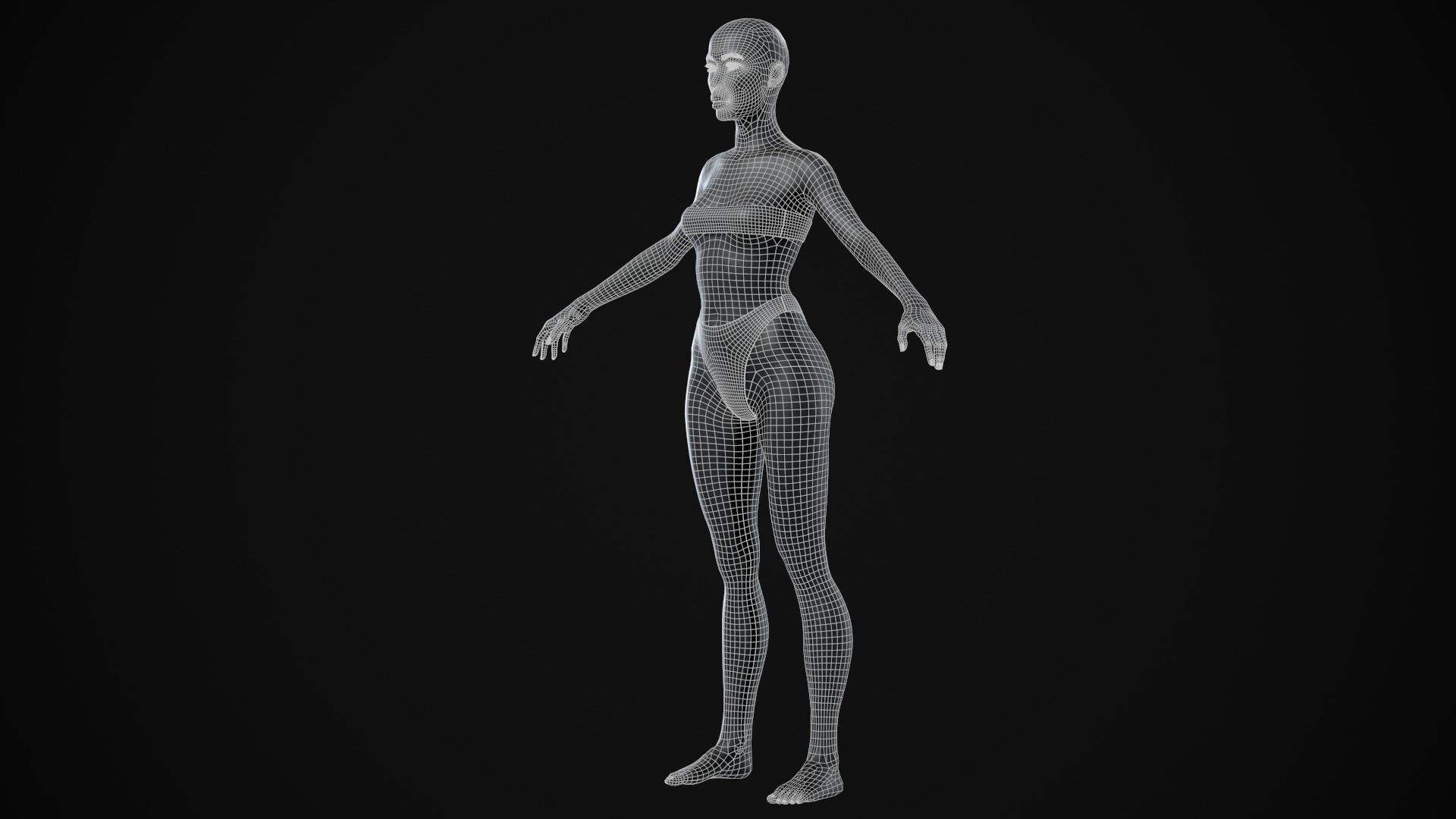 Black woman body Low-poly 3D model_32